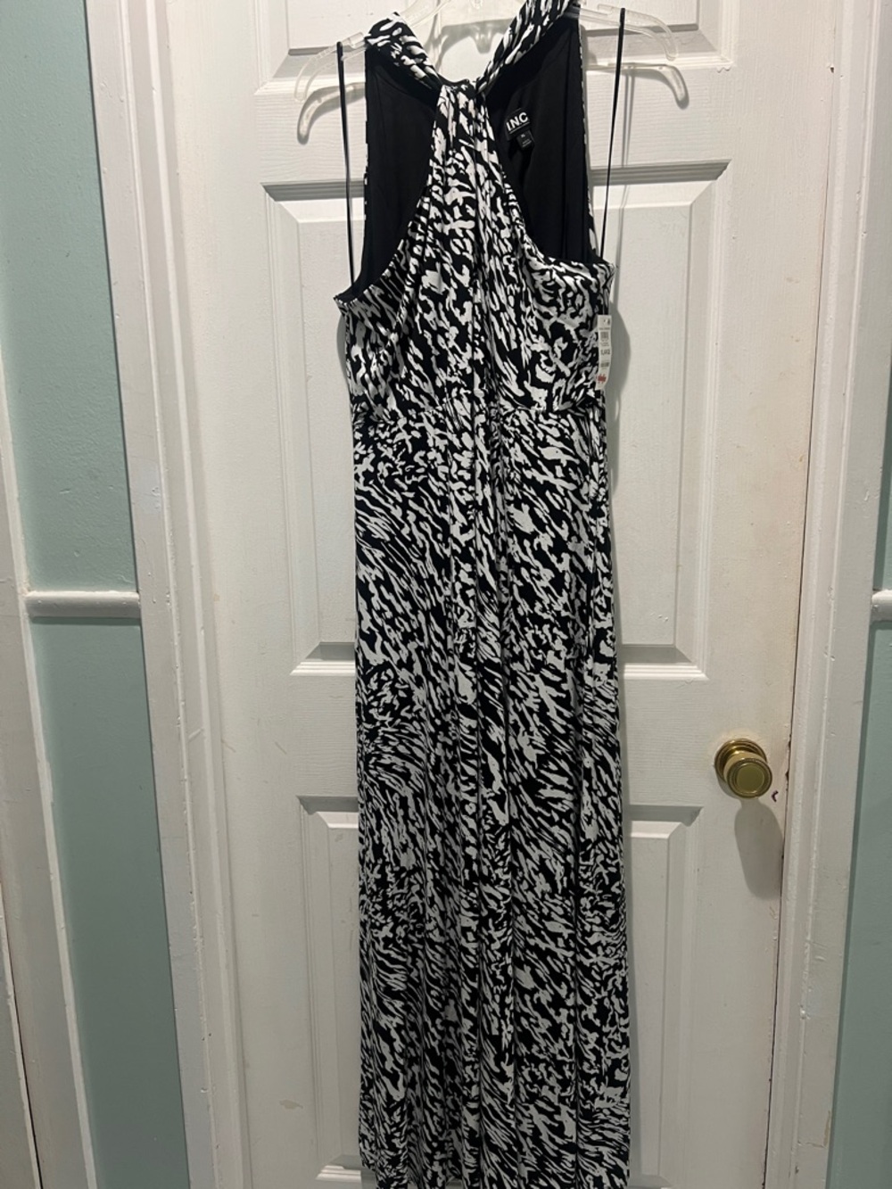 INC International Concepts Black & White Printed Maxi Dress